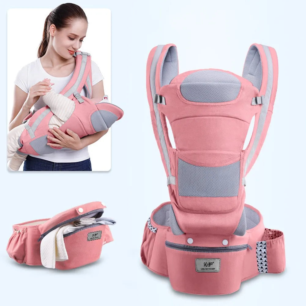 Newborn Ergonomic Baby Carrier Backpack, with Hip-seat Carrier, Front Facing, and Ergonomic Kangaroo Baby Wrap Sling.