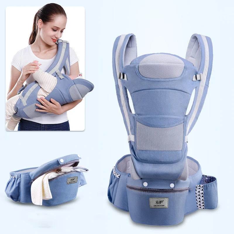Newborn Ergonomic Baby Carrier Backpack, with Hip-seat Carrier, Front Facing, and Ergonomic Kangaroo Baby Wrap Sling.