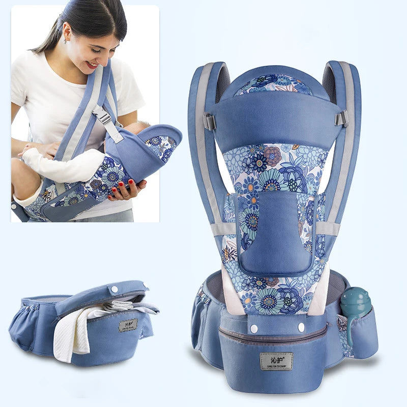 Newborn Ergonomic Baby Carrier Backpack, with Hip-seat Carrier, Front Facing, and Ergonomic Kangaroo Baby Wrap Sling.