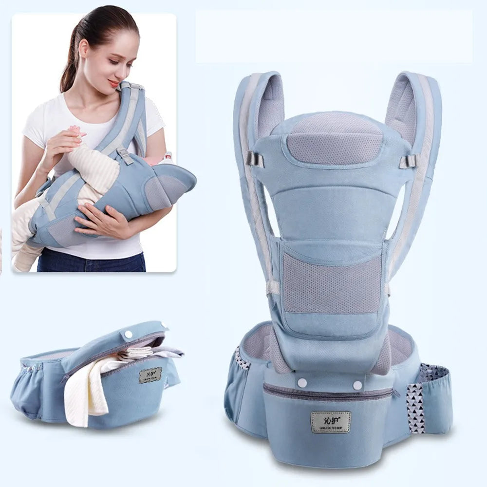 Newborn Ergonomic Baby Carrier Backpack, with Hip-seat Carrier, Front Facing, and Ergonomic Kangaroo Baby Wrap Sling.