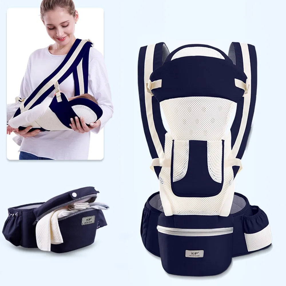 Newborn Ergonomic Baby Carrier Backpack, with Hip-seat Carrier, Front Facing, and Ergonomic Kangaroo Baby Wrap Sling.