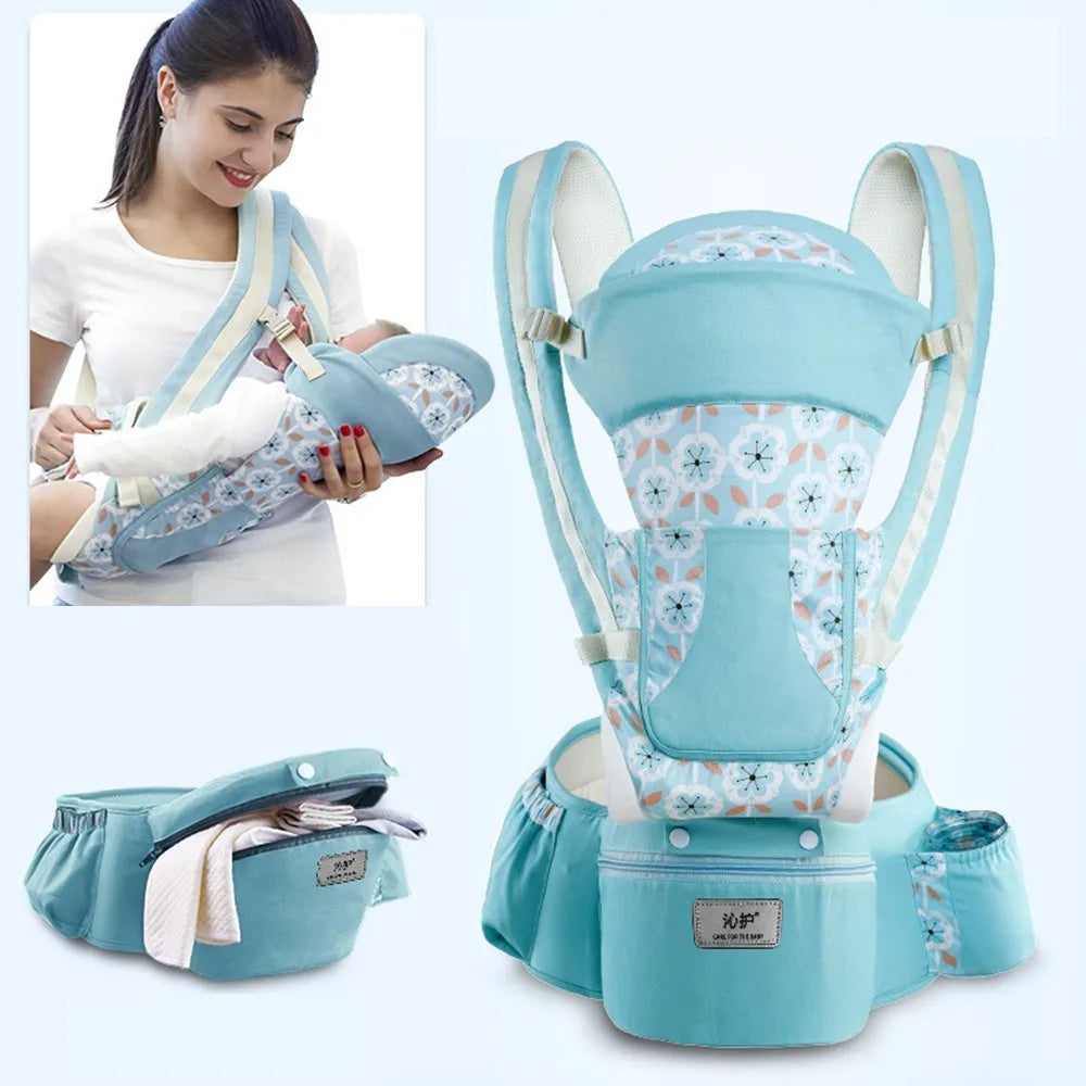 Newborn Ergonomic Baby Carrier Backpack, with Hip-seat Carrier, Front Facing, and Ergonomic Kangaroo Baby Wrap Sling.