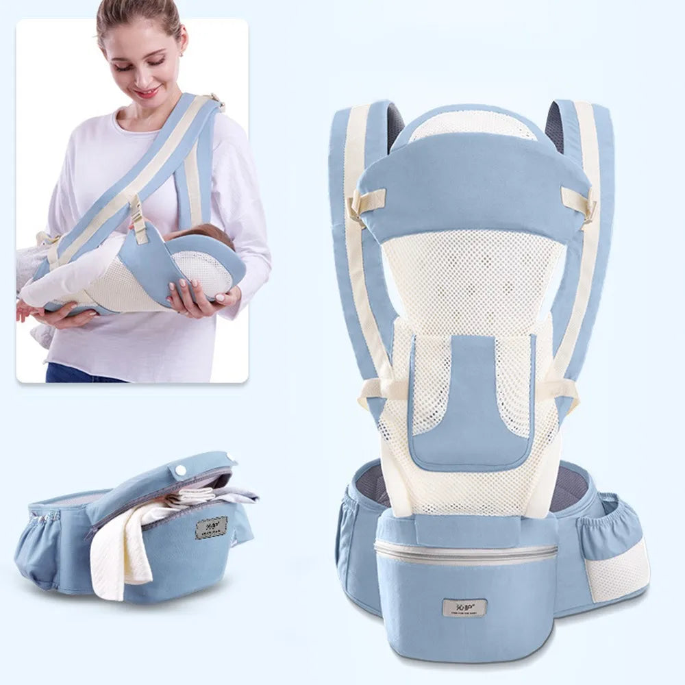 Newborn Ergonomic Baby Carrier Backpack, with Hip-seat Carrier, Front Facing, and Ergonomic Kangaroo Baby Wrap Sling.