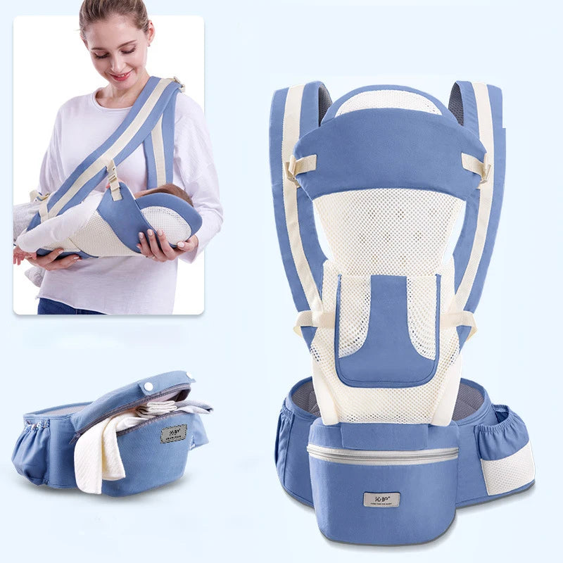Newborn Ergonomic Baby Carrier Backpack, with Hip-seat Carrier, Front Facing, and Ergonomic Kangaroo Baby Wrap Sling.