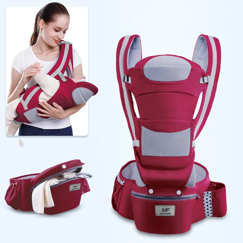 Newborn Ergonomic Baby Carrier Backpack, with Hip-seat Carrier, Front Facing, and Ergonomic Kangaroo Baby Wrap Sling.