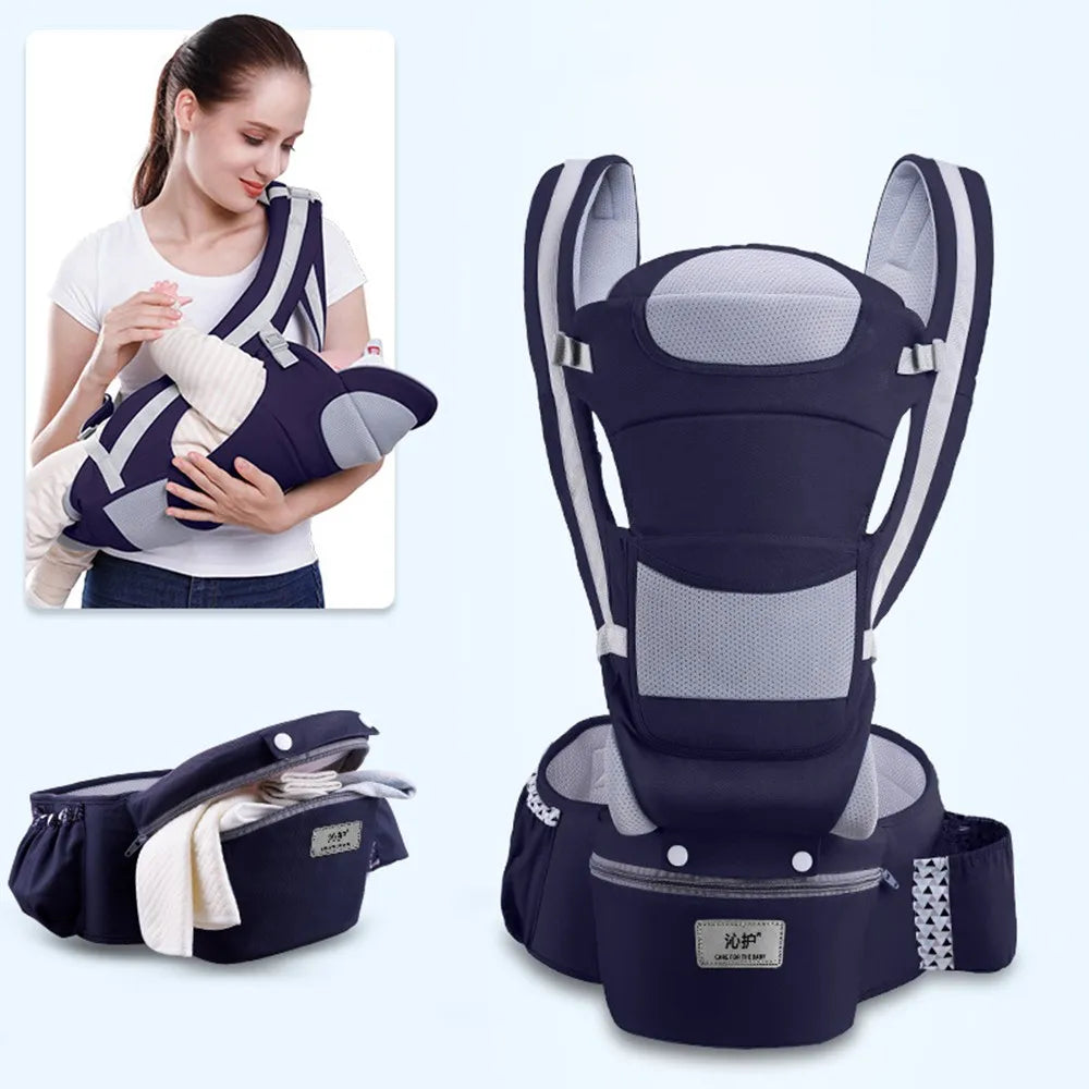 Newborn Ergonomic Baby Carrier Backpack, with Hip-seat Carrier, Front Facing, and Ergonomic Kangaroo Baby Wrap Sling.