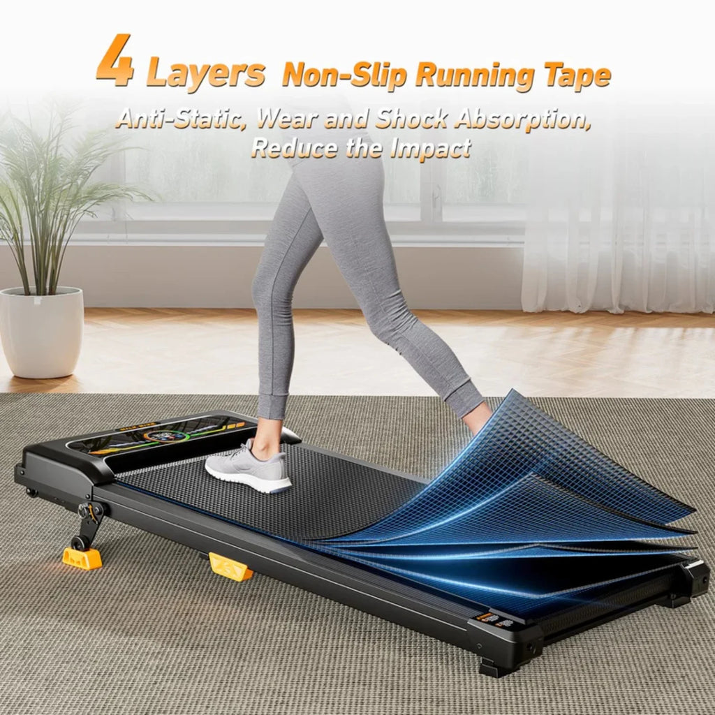Portable Incline Walking Pad - 330lb Capacity, 2.5HP Treadmill with LED Display & Remote Control.