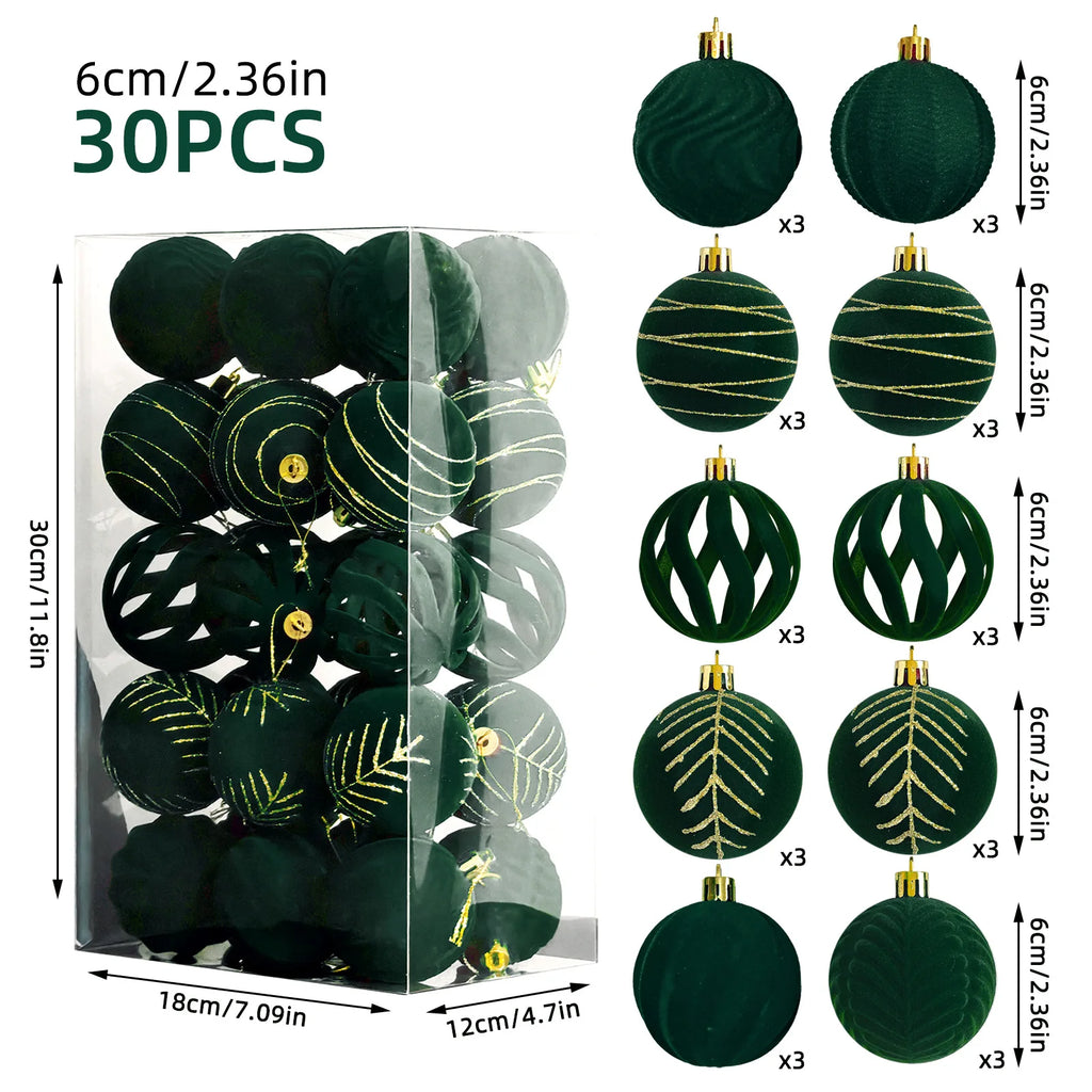 Assorted Elegant Christmas Velvet Balls for Decoration.