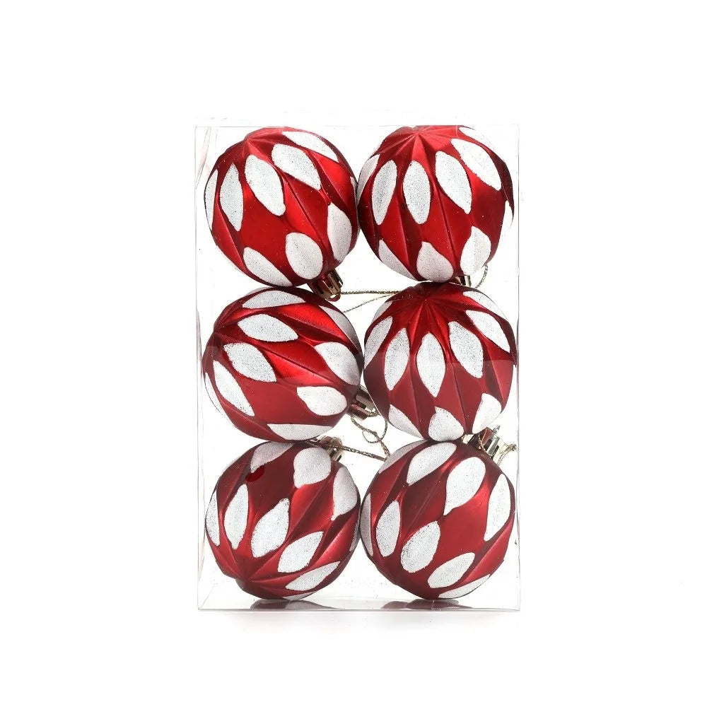 6Pcs 6cm Plastic Christmas Ball Painted Festive atmosphere Hanging Xmas Tree Decor Christmas Ball Pendant