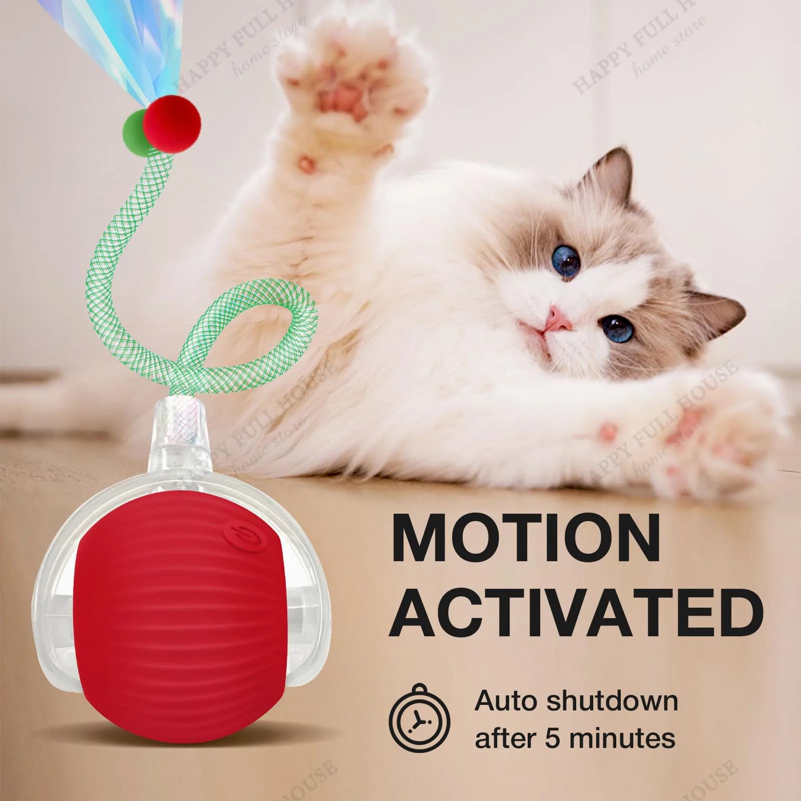 Cat Toys. Interactive with 3 Play Modes, Automatic Cat Toys, Electric Moving Ball for Indoor Bored Kitten & Adult Cats.