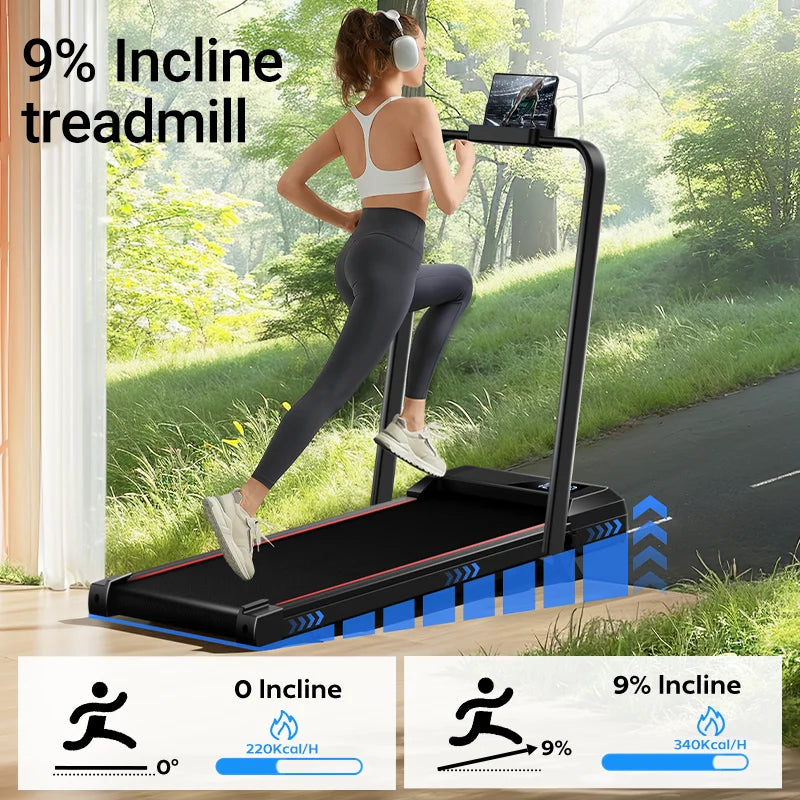 Walking Pad Treadmill: Incline, Under-Desk, Diamond Belt, Lightweight, LED Display.