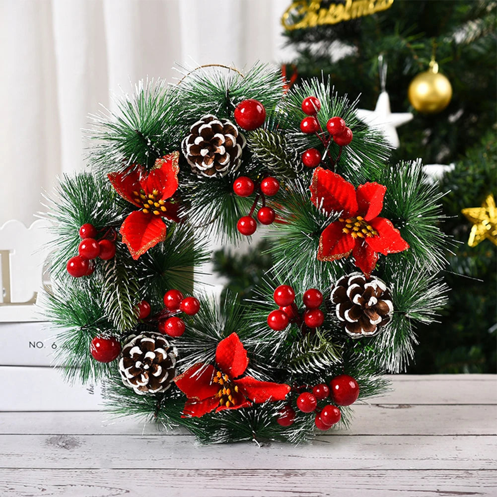 Red Christmas Wreath, PVC, Artificial Greenery.