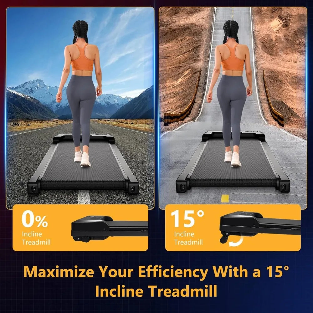 Portable Walking Pad with Incline, 4 in 1 Under Desk Treadmill for Walking and Jogging, with Remote Control.