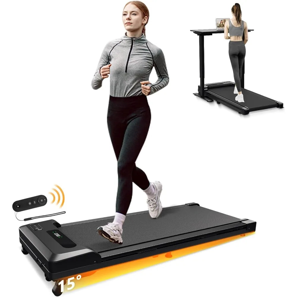 Portable Walking Pad with Incline, 4 in 1 Under Desk Treadmill for Walking and Jogging, with Remote Control.