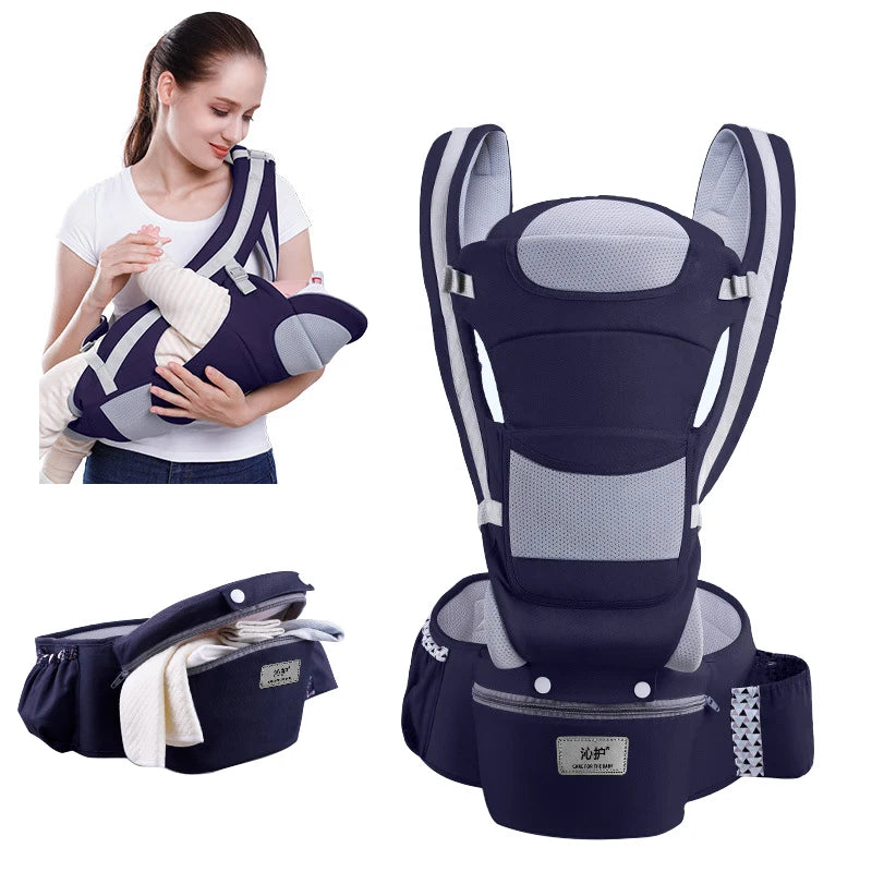 Newborn Ergonomic Baby Carrier Backpack, with Hip-seat Carrier, Front Facing, and Ergonomic Kangaroo Baby Wrap Sling.