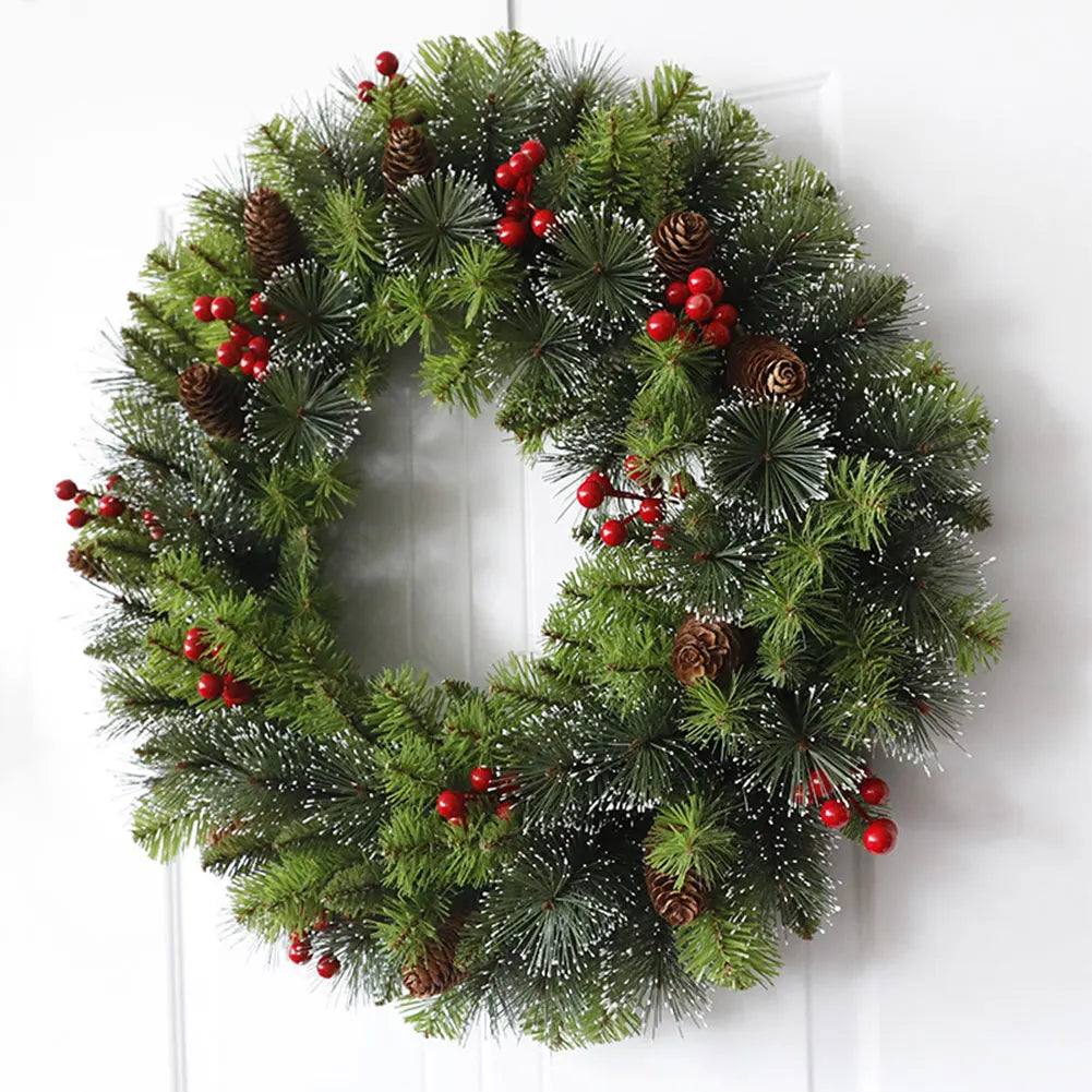 Red Christmas Wreath, PVC, Artificial Greenery.