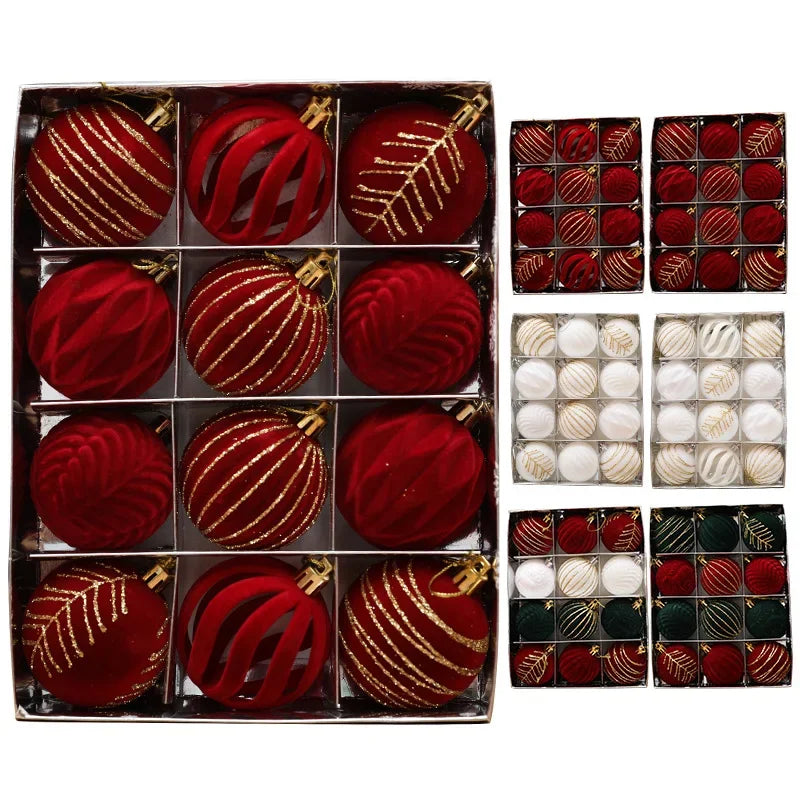 Wine Red Christmas Ball Ornaments. 12 pieces - 6cm.