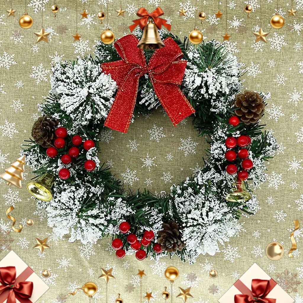 Christmas Wreath with Berries, Bow Bells Artificial Greenery.