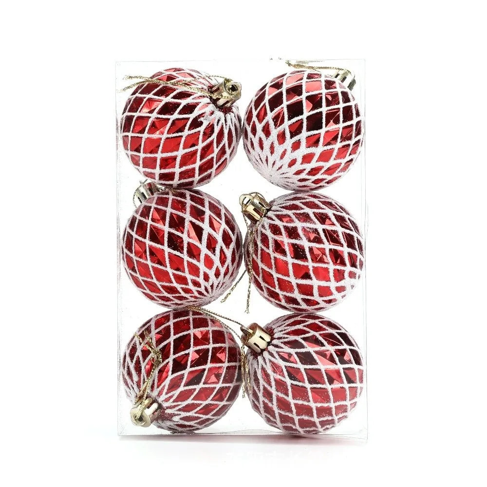 6Pcs 6cm Plastic Christmas Ball Painted Festive atmosphere Hanging Xmas Tree Decor Christmas Ball Pendant