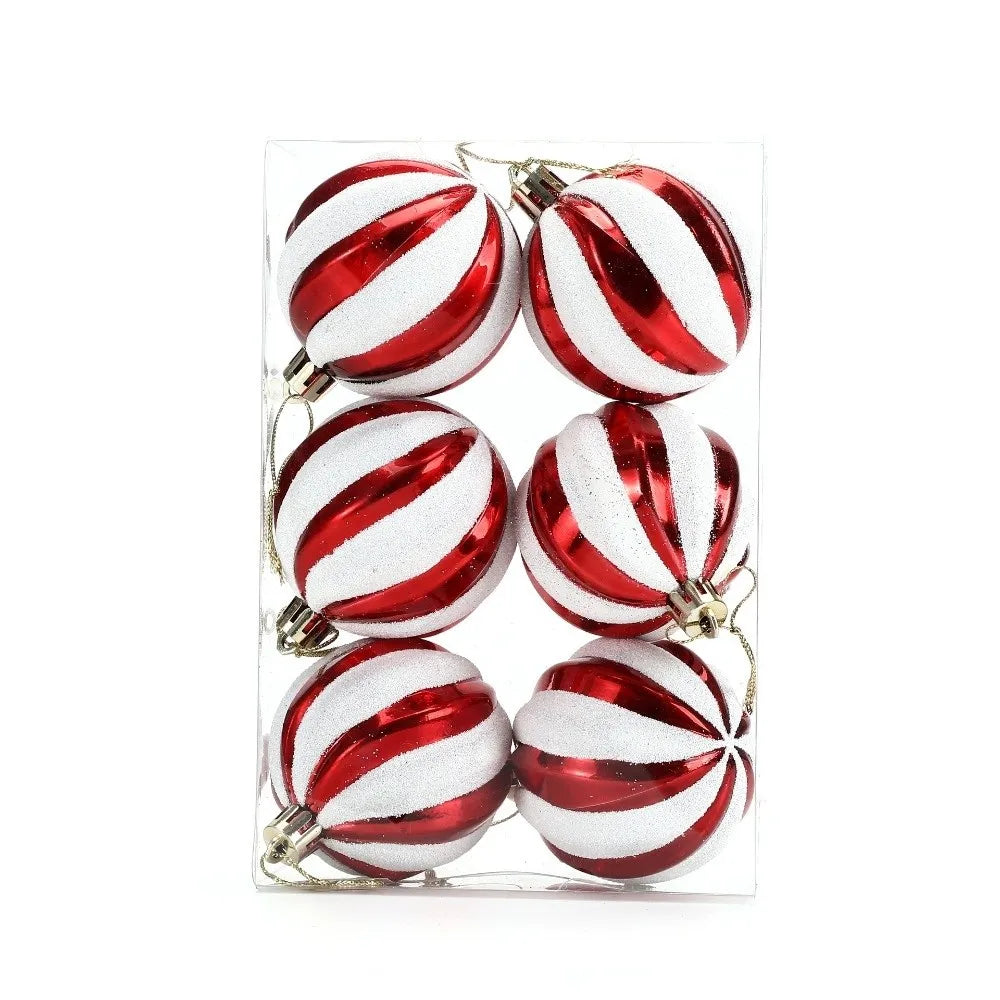 6Pcs 6cm Plastic Christmas Ball Painted Festive atmosphere Hanging Xmas Tree Decor Christmas Ball Pendant