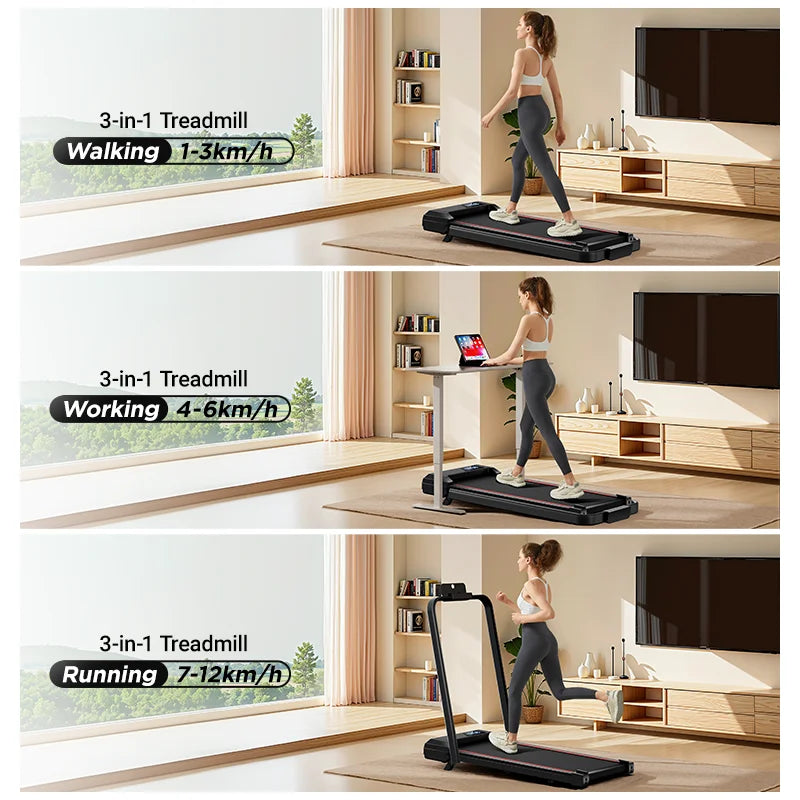Walking Pad Treadmill: Incline, Under-Desk, Diamond Belt, Lightweight, LED Display.