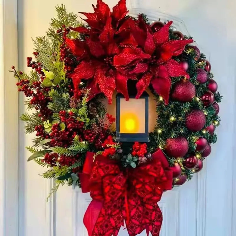 45cm Christmas Decoration  Wreath With Lamp.