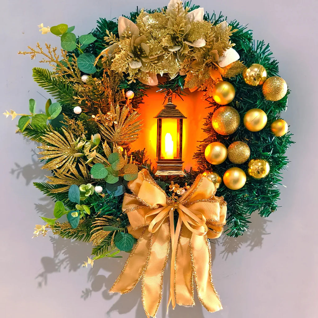 45cm Christmas Decoration  Wreath With Lamp.