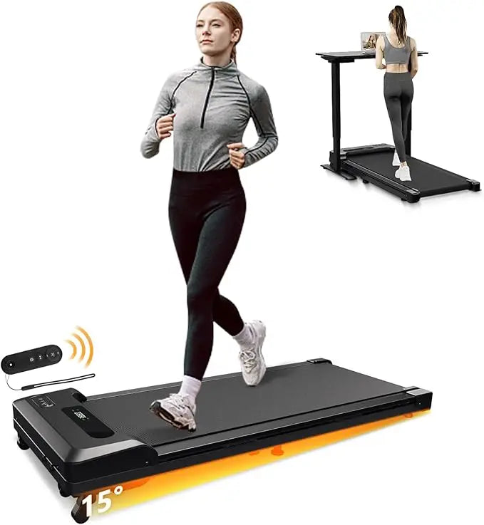 Portable Walking Pad with Incline, 4 in 1 Under Desk Treadmill for Walking and Jogging, with Remote Control.