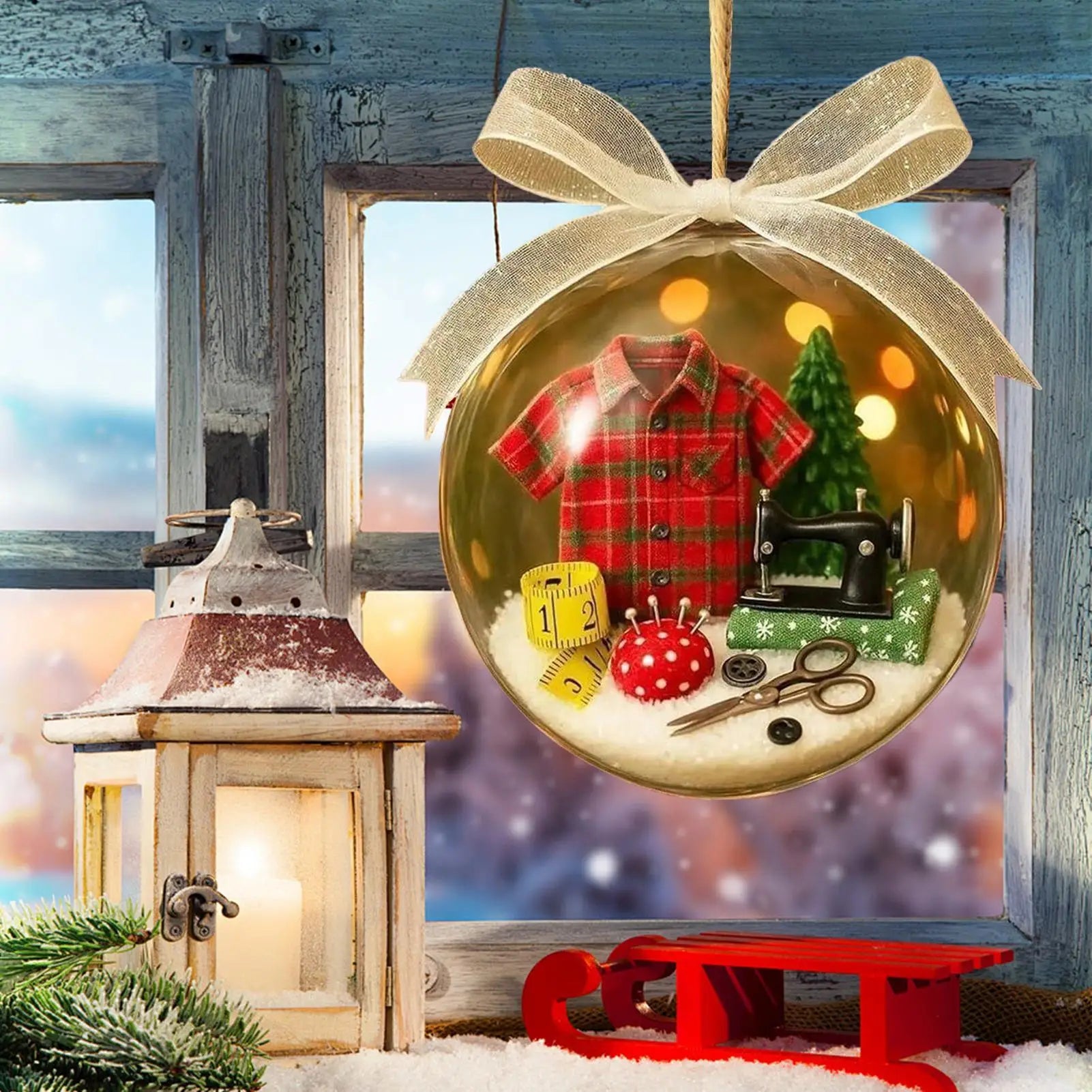 Christmas Snow Globe Tree Ornament.