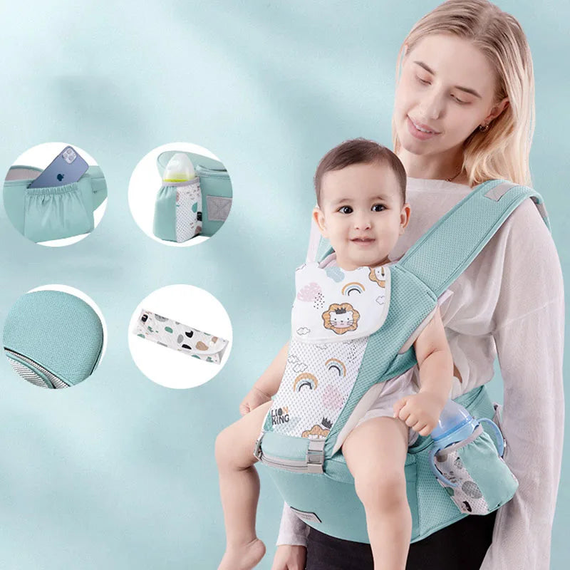 Newborn Ergonomic Baby Carrier Backpack, with Hip-seat Carrier, Front Facing, and Ergonomic Kangaroo Baby Wrap Sling.