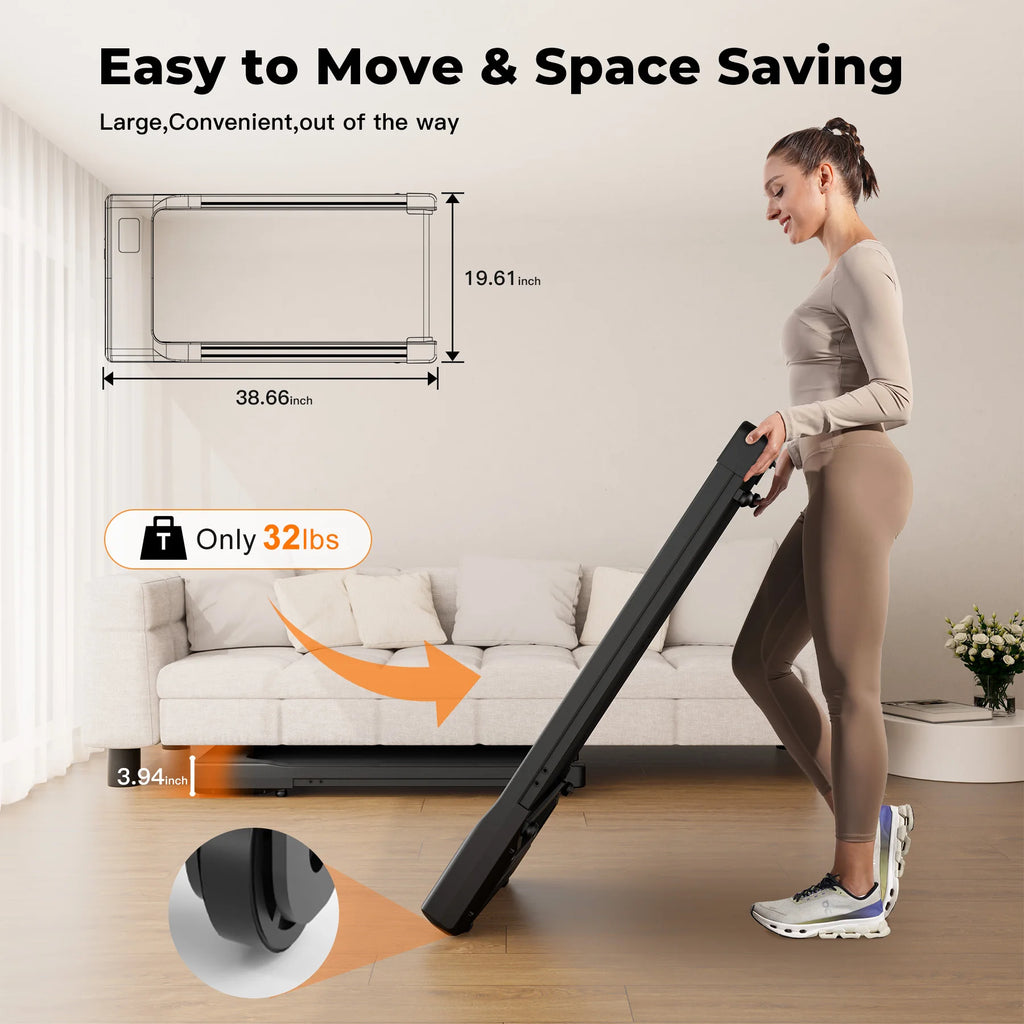 Walking Pad Under Desk Treadmill 2 in 1 Portable Treadmill with Remote Control LED Display.