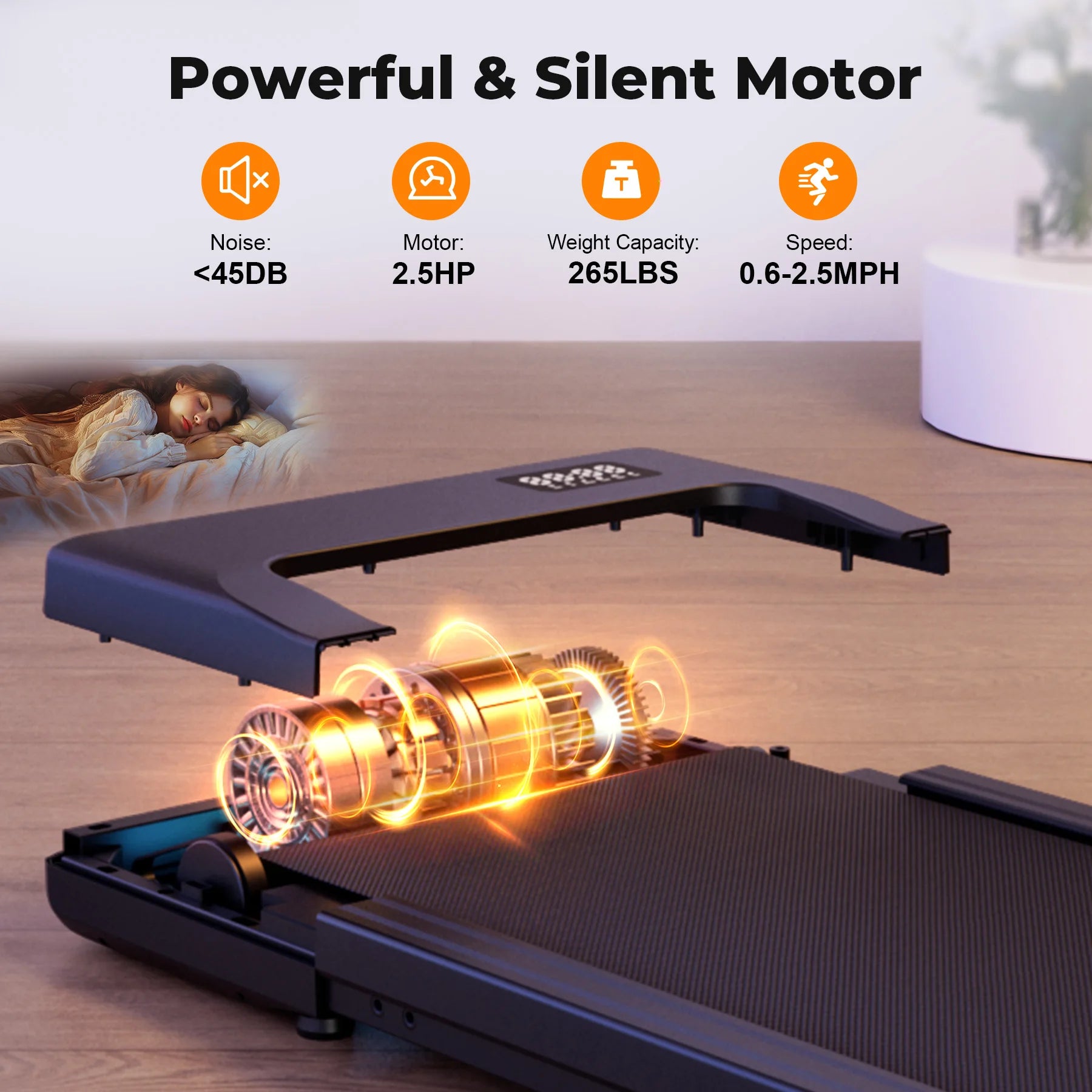 Walking Pad Under Desk Treadmill 2 in 1 Portable Treadmill with Remote Control LED Display.