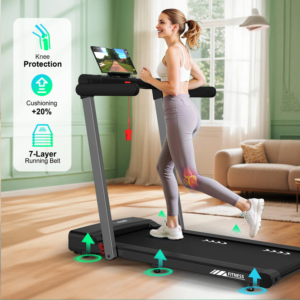 Foldable Treadmill 1-12 km/h, 3-in-1 Walking Pad with Dual LED Display, 12 Programmes and Remote Control.
