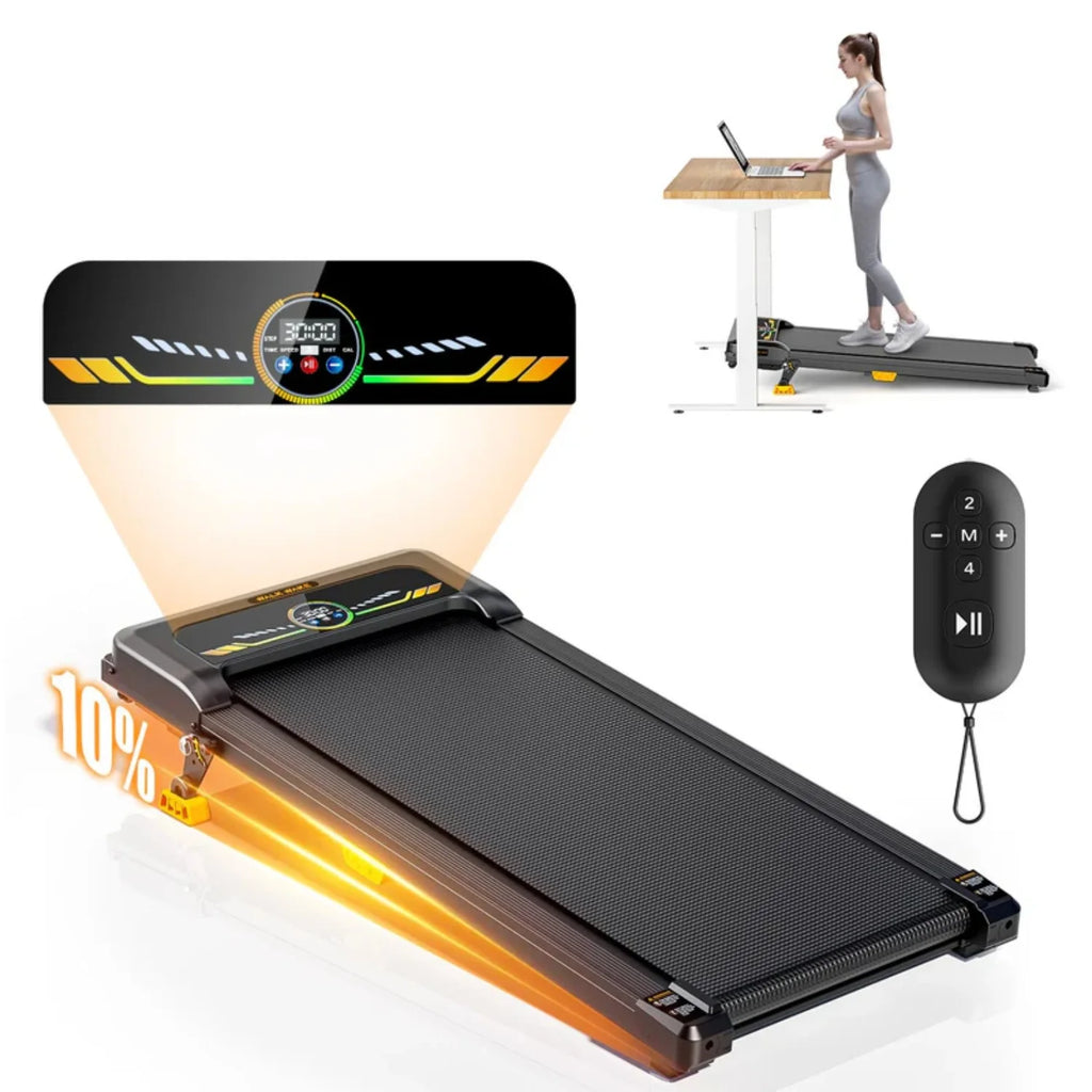 Portable Incline Walking Pad - 330lb Capacity, 2.5HP Treadmill with LED Display & Remote Control.
