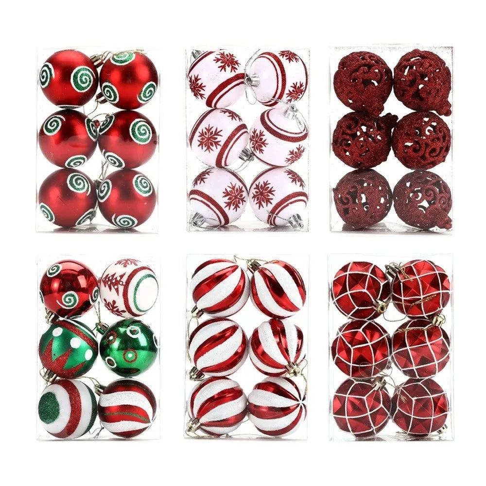 6Pcs 6cm Plastic Christmas Ball Painted Festive atmosphere Hanging Xmas Tree Decor Christmas Ball Pendant
