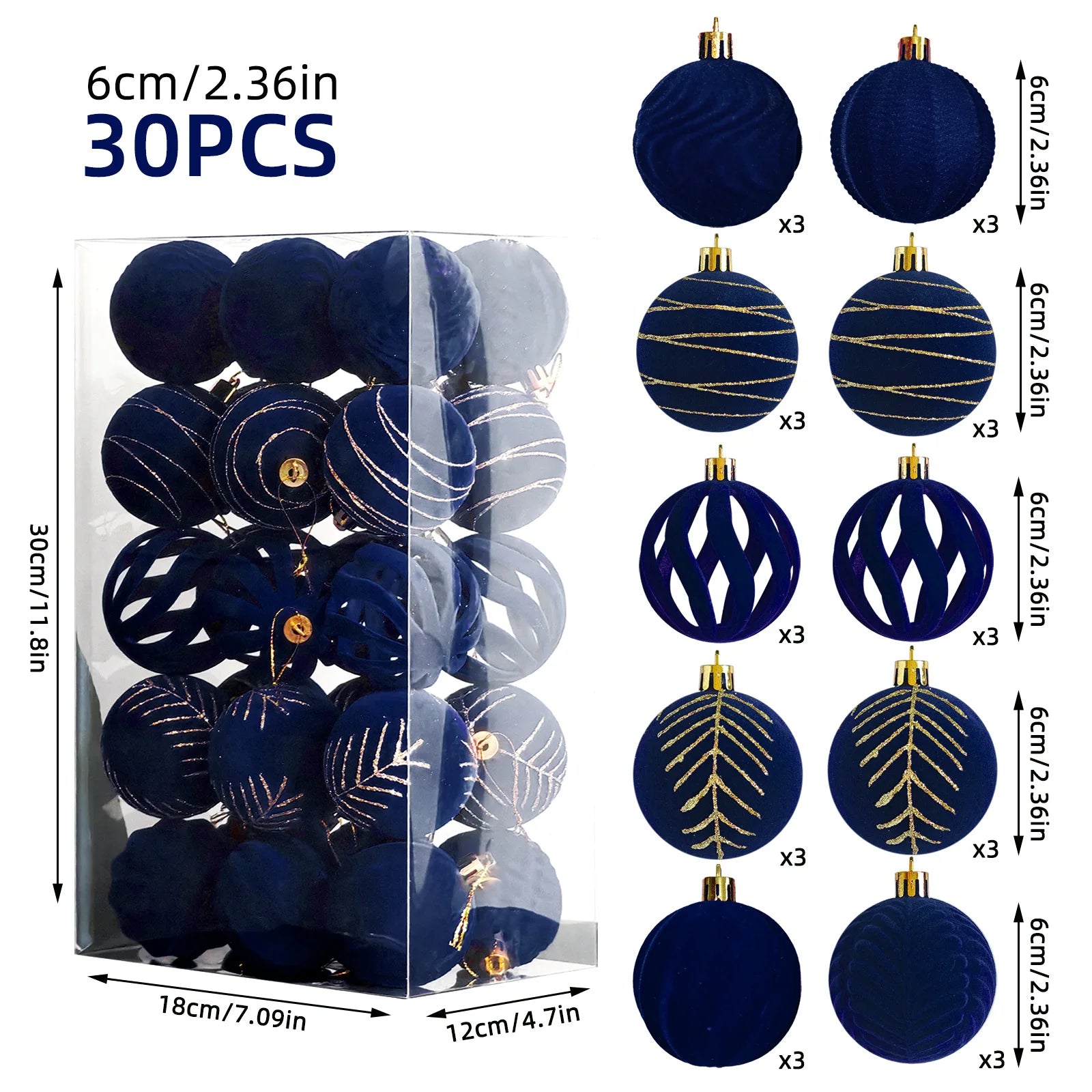 Assorted Elegant Christmas Velvet Balls for Decoration.