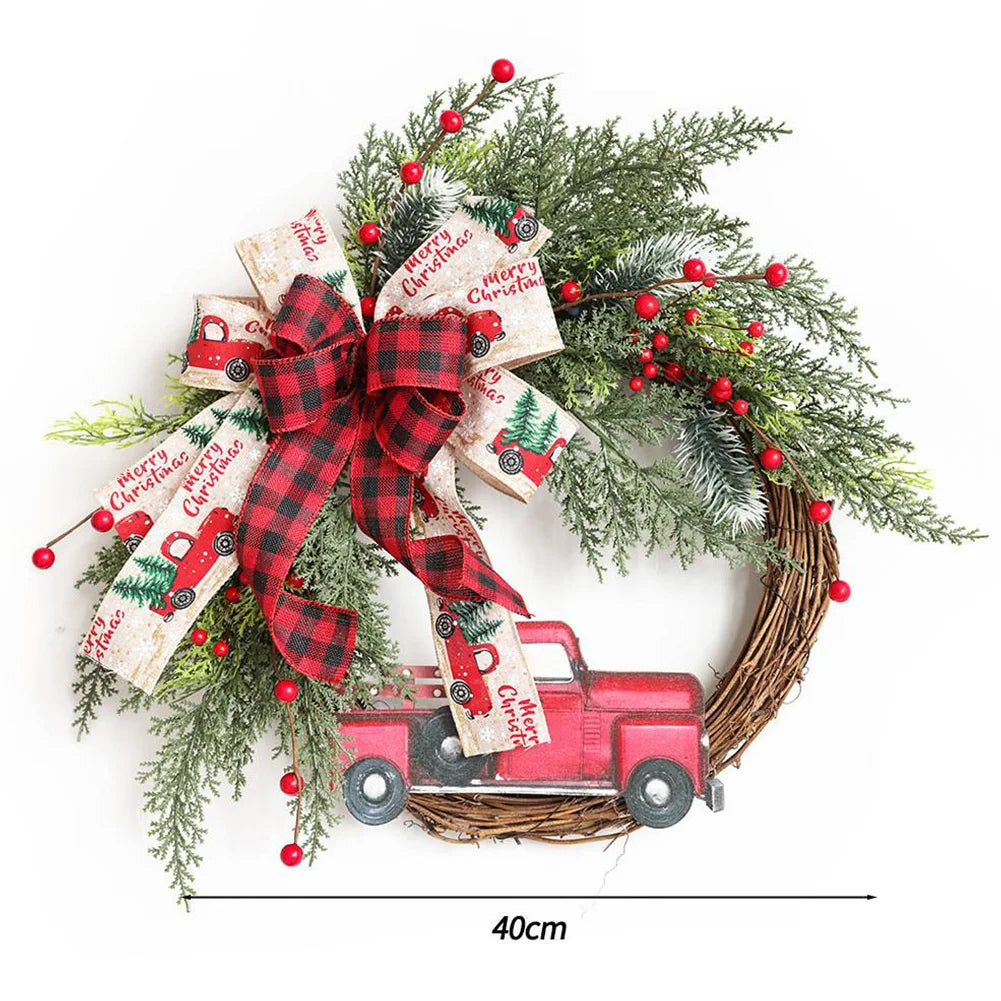 Red Christmas Wreath, PVC, Artificial Greenery.