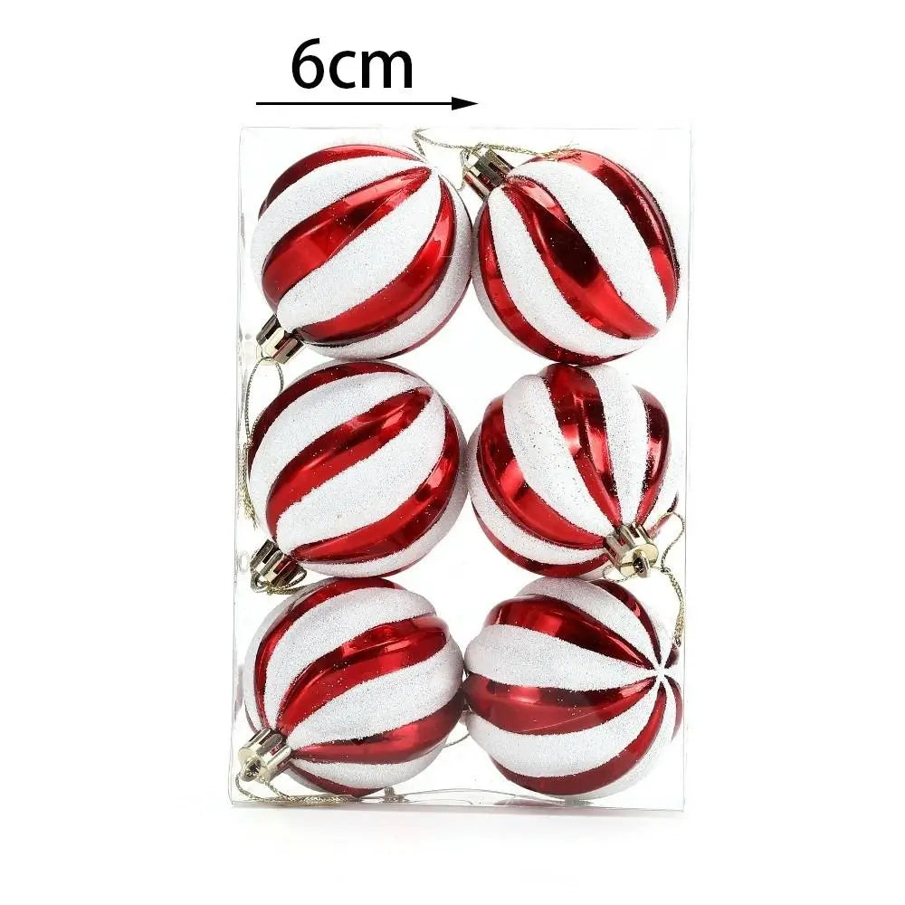 6Pcs 6cm Plastic Christmas Ball Painted Festive atmosphere Hanging Xmas Tree Decor Christmas Ball Pendant