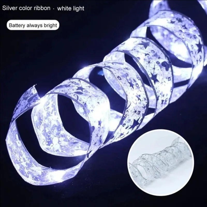 Blue Artificial Flowers Christmas Tree Decoration: Glitter Star Light, Berries, Snowflakes and Bow.