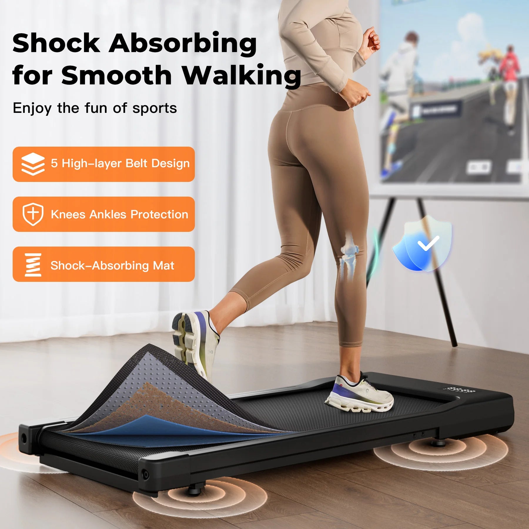 Walking Pad Under Desk Treadmill 2 in 1 Portable Treadmill with Remote Control LED Display.