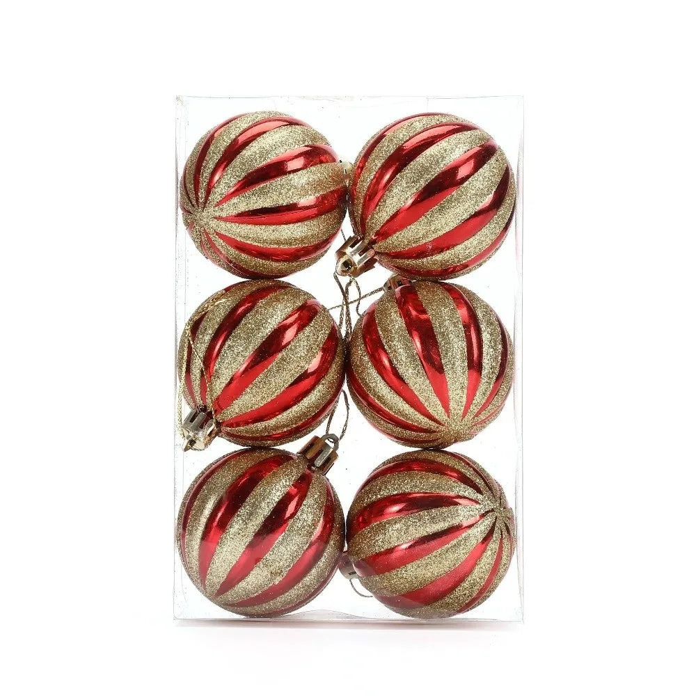 6Pcs 6cm Plastic Christmas Ball Painted Festive atmosphere Hanging Xmas Tree Decor Christmas Ball Pendant