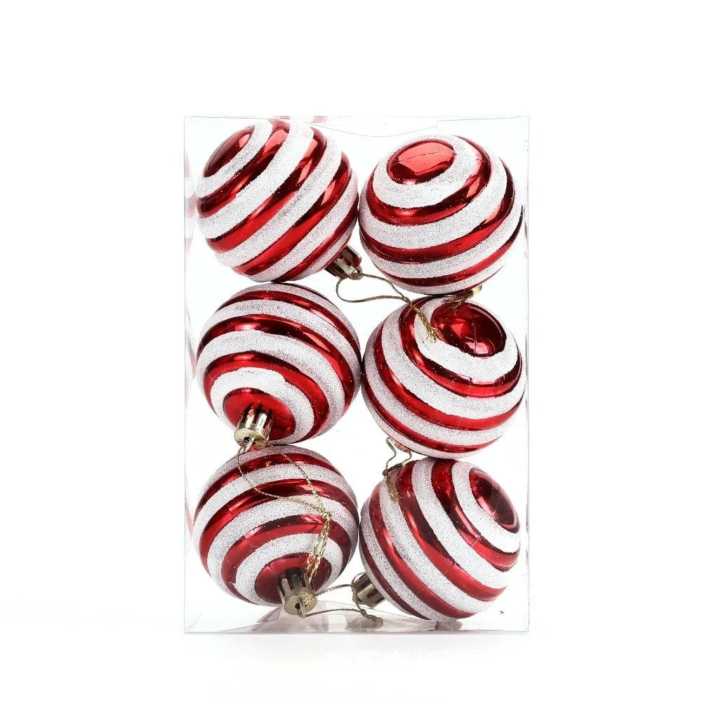 6Pcs 6cm Plastic Christmas Ball Painted Festive atmosphere Hanging Xmas Tree Decor Christmas Ball Pendant