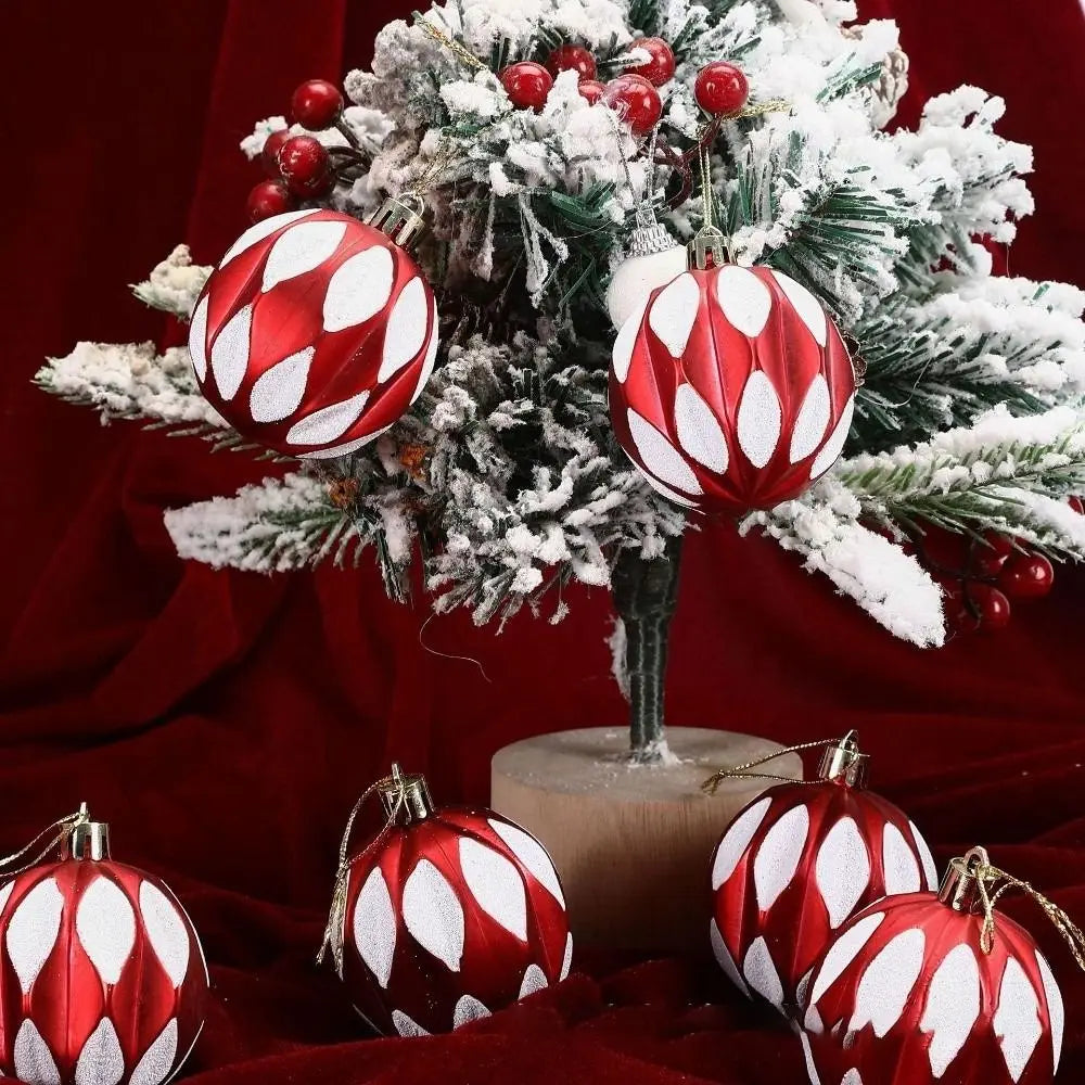 6Pcs 6cm Plastic Christmas Ball Painted Festive atmosphere Hanging Xmas Tree Decor Christmas Ball Pendant