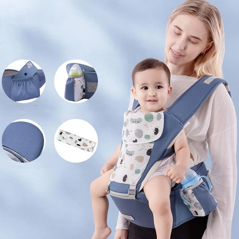 Newborn Ergonomic Baby Carrier Backpack, with Hip-seat Carrier, Front Facing, and Ergonomic Kangaroo Baby Wrap Sling.