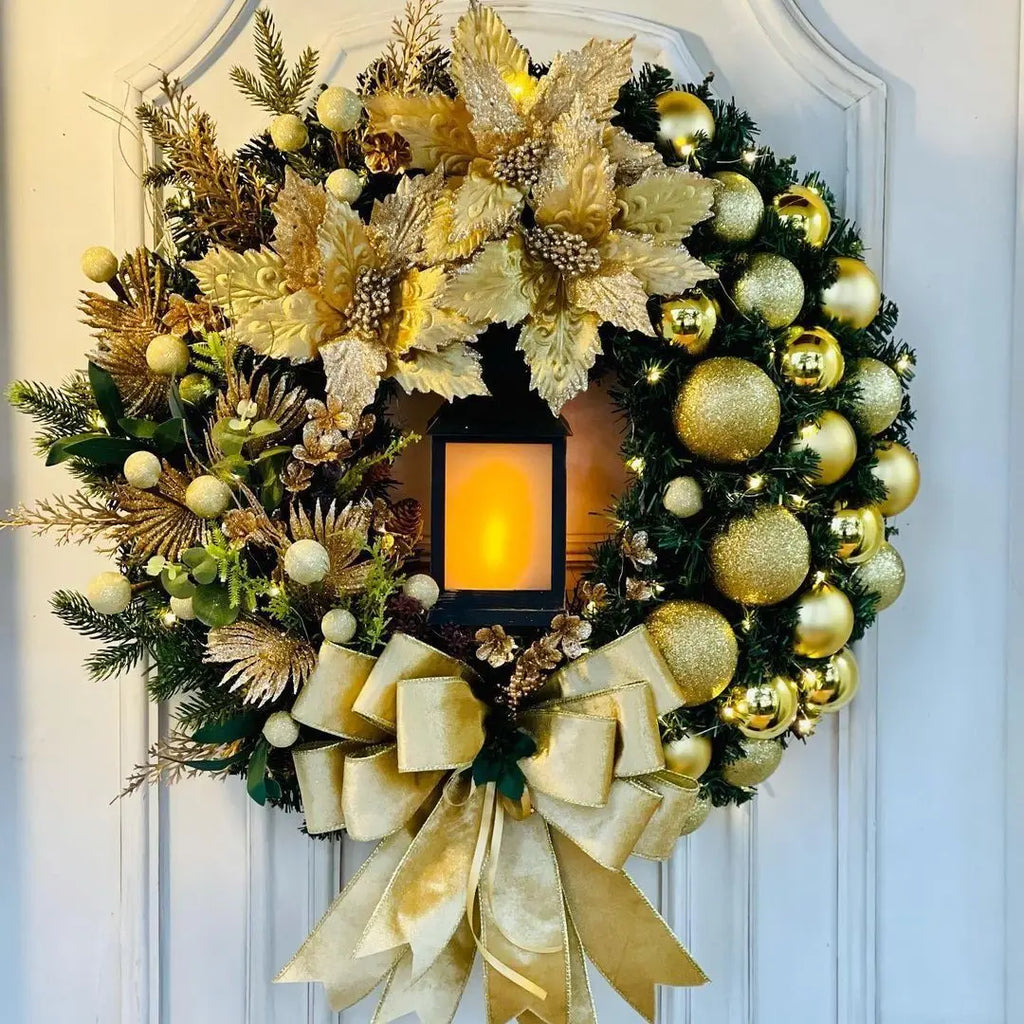 45cm Christmas Decoration  Wreath With Lamp.