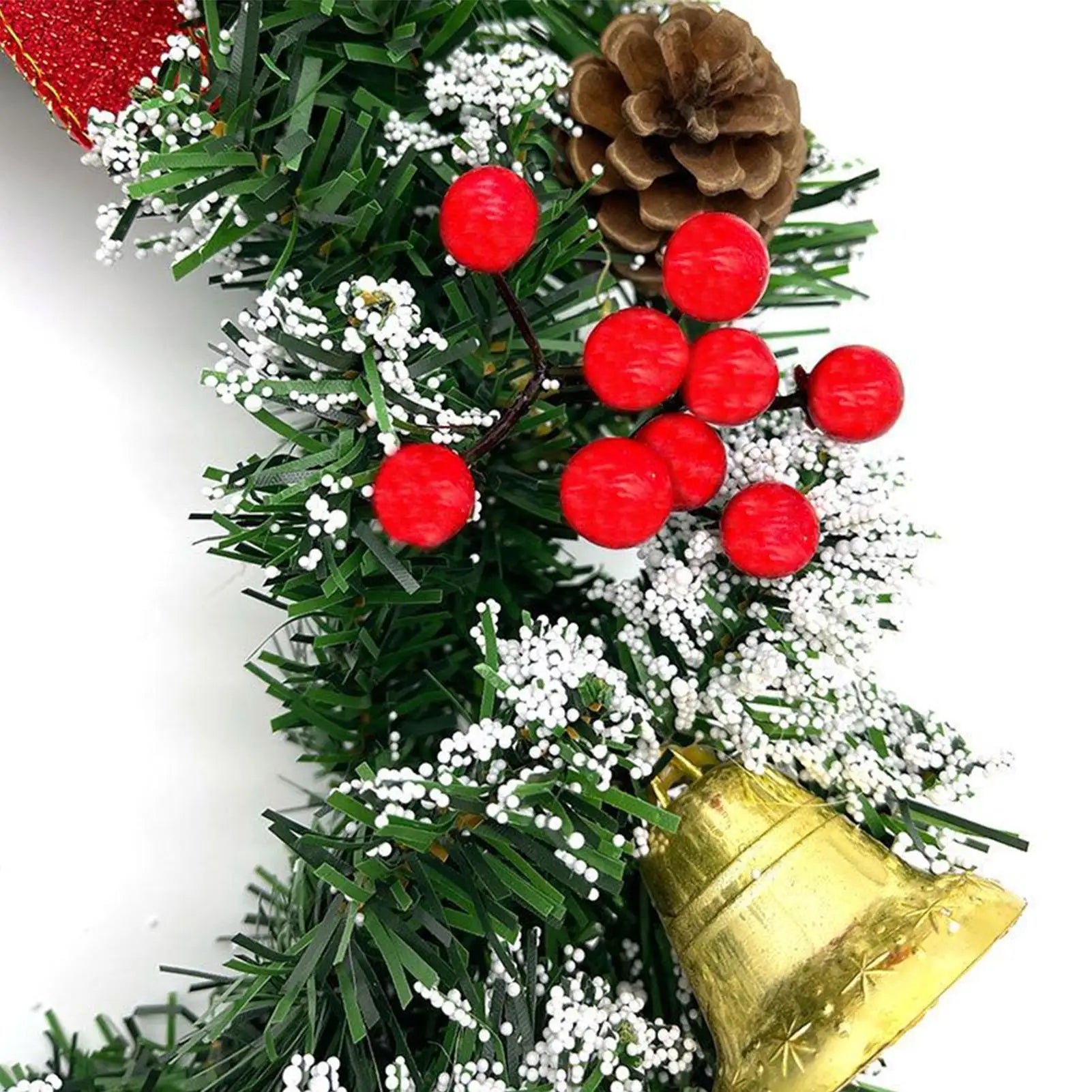 Christmas Wreath with Berries, Bow Bells Artificial Greenery.