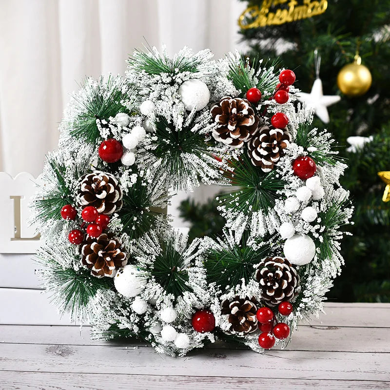 Red Christmas Wreath, PVC, Artificial Greenery.