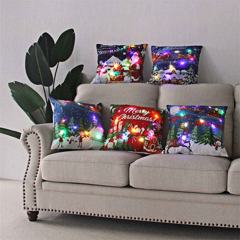 LED cushion cover, Christmas- themed . 45x45cm.