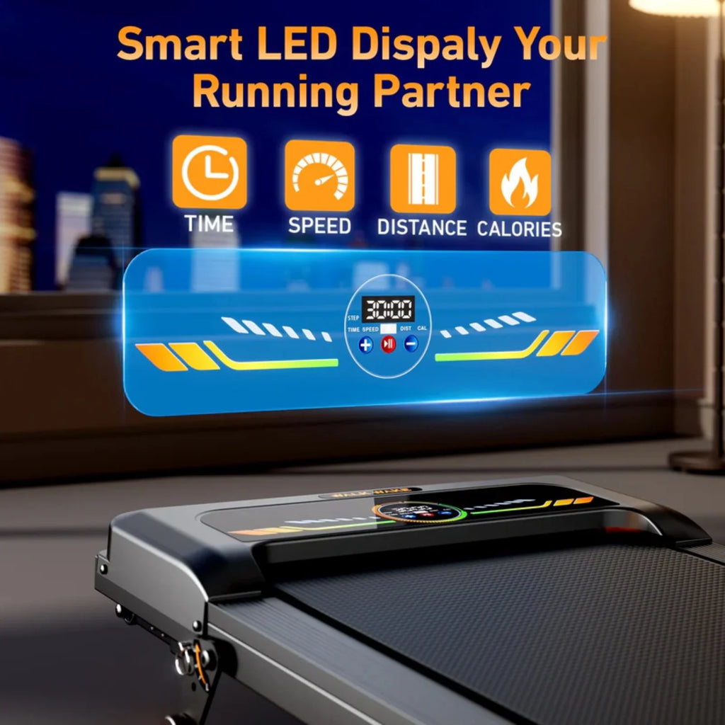 Portable Incline Walking Pad - 330lb Capacity, 2.5HP Treadmill with LED Display & Remote Control.