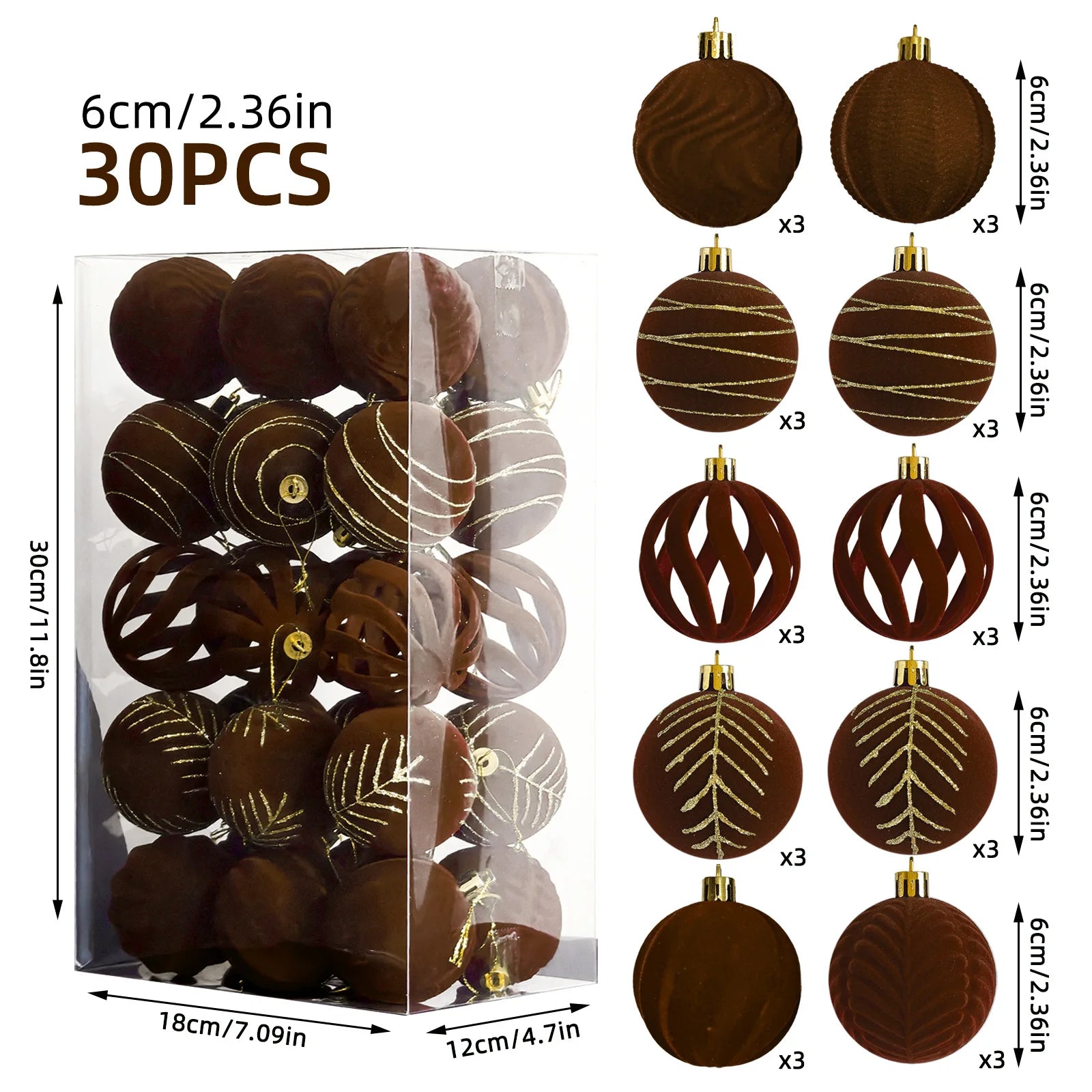 Assorted Elegant Christmas Velvet Balls for Decoration.